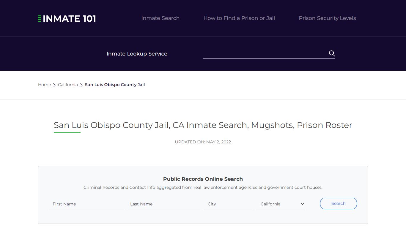 San Luis Obispo County Jail, CA Inmate Search, Mugshots ...